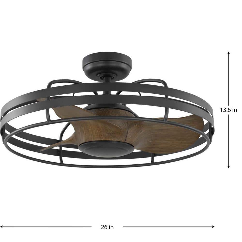 Graphite Industrial 26" Ceiling Fan with Remote and Lighting