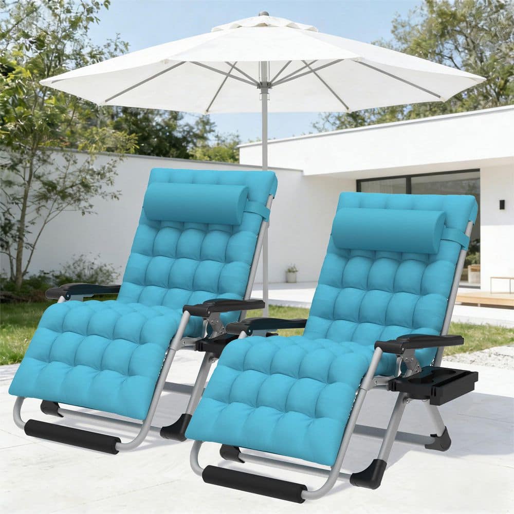 SUKLOM 2-Pieces XXL Zero Gravity Chair 500 lbs. Folding Recliner
