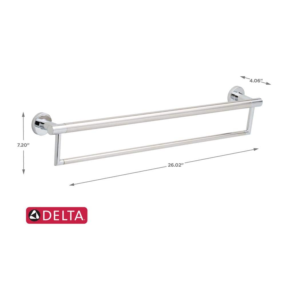 Polished Chrome 26" Wall Mounted Dual Towel Bar with Assist