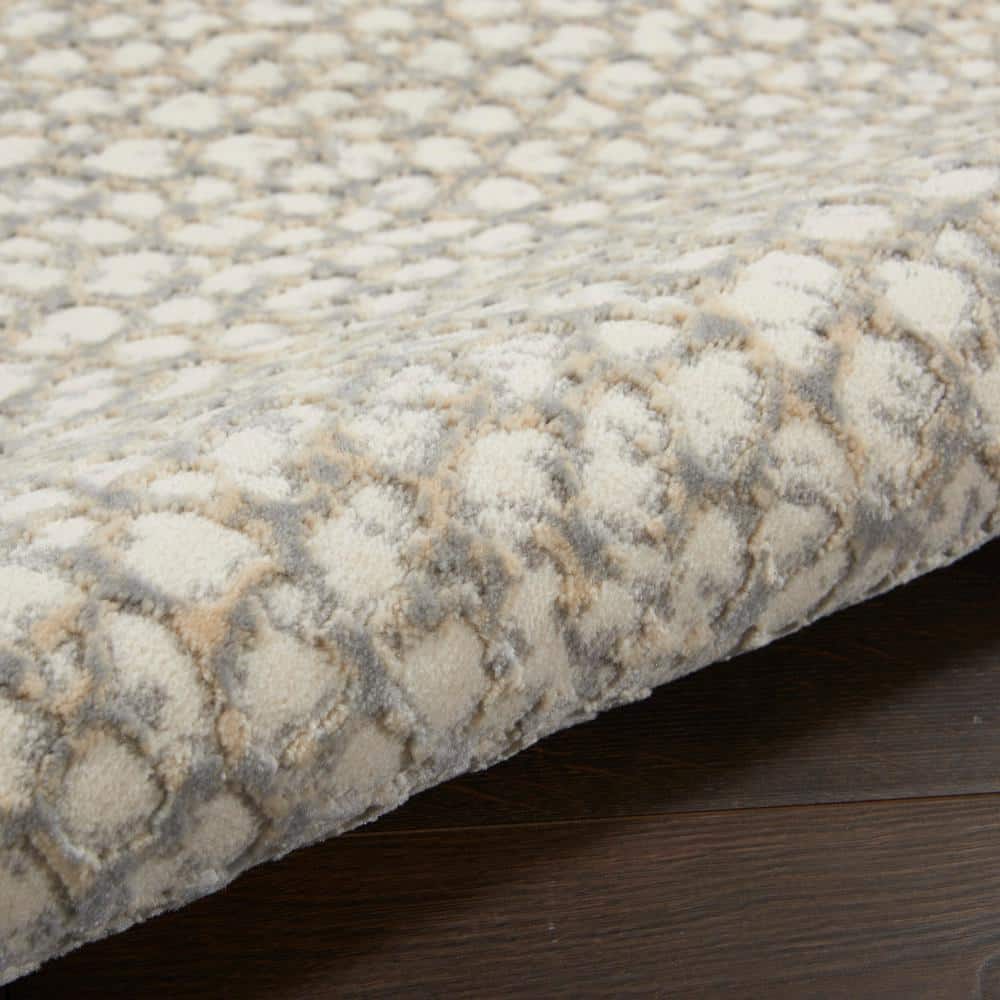 Elysian Pebble Abstract 5' x 7' Ivory/Grey Synthetic Area Rug
