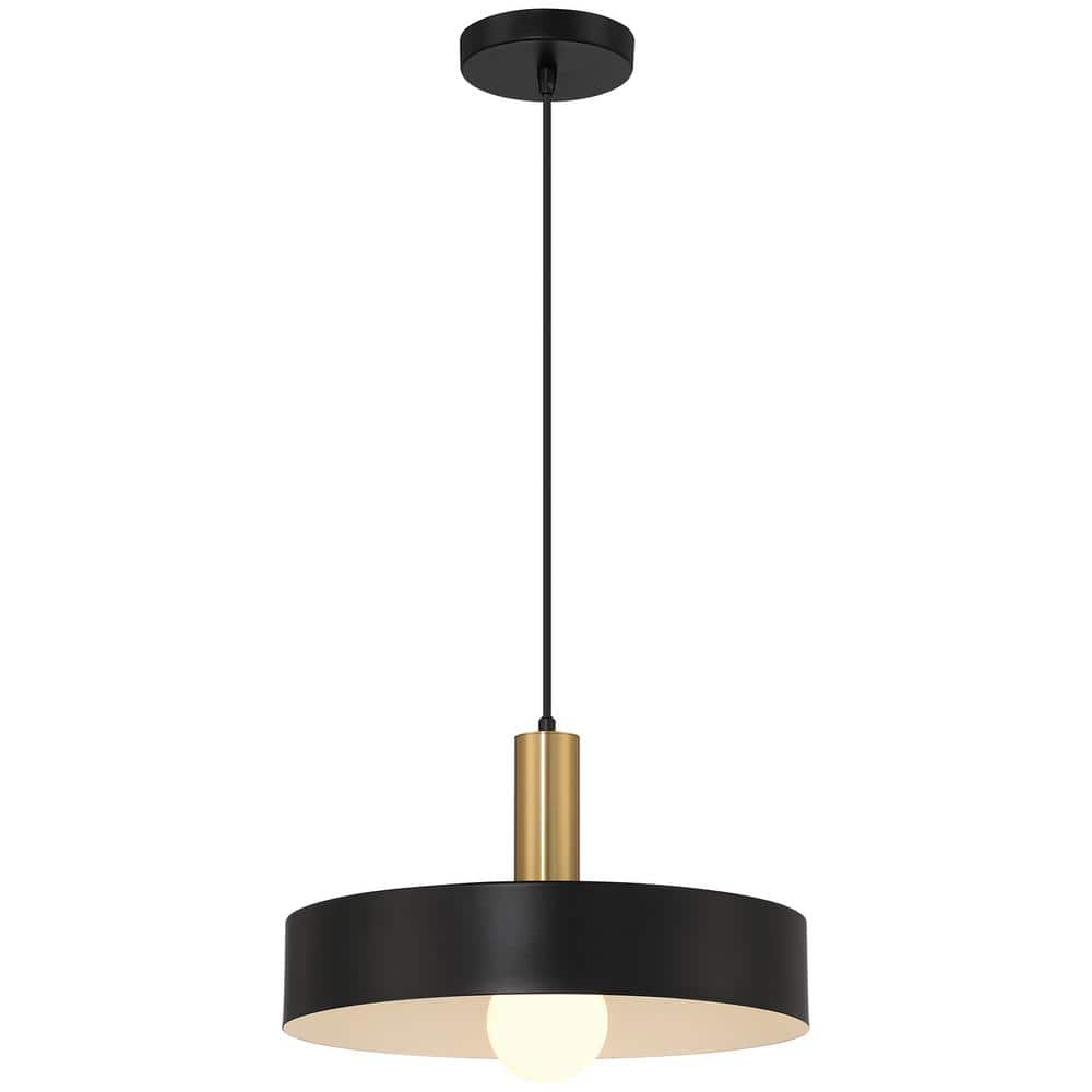 Slate 60-Watt 1-Light Black Shaded Pendant Light