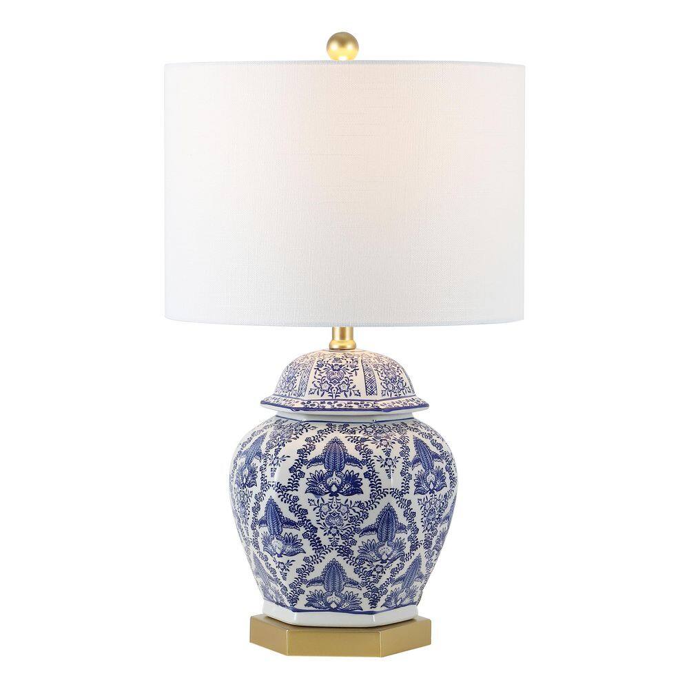 Gretchen 25" Blue and White Ceramic Ginger Jar Table Lamp