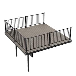 Infinity Attached 12 ft. x 12 ft. x 4 ft. Caribbean Coral Gray Composite Deck Kit with Steel Framing and Railing