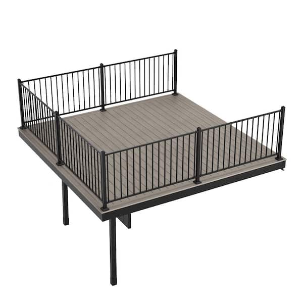 FORTRESS Infinity Attached 12 ft. x 12 ft. x 4 ft. Caribbean Coral Gray Composite Deck Kit with Steel Framing and Railing