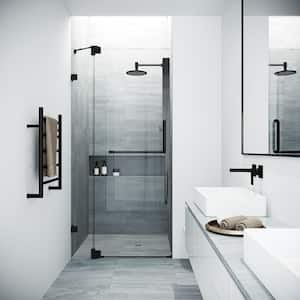 Pirouette 36 to 42 in. W x 72 in. H Pivot Frameless Shower Door in Matte Black with 3/8 in. (10mm) Clear Glass