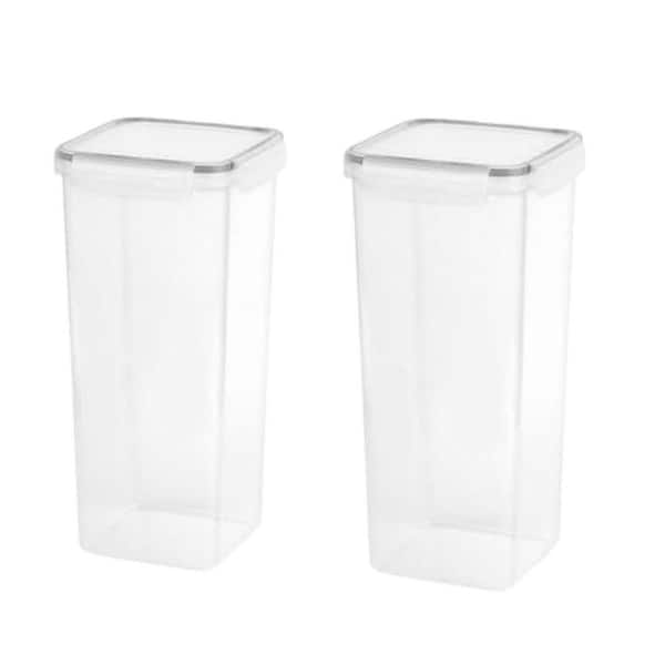2 Piece Plastic Bread Storage Container Set with Airtight Lid, Tall Bread Holder for Kitchen Counter, 5.6Qt Each