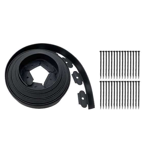 33 ft. x 4 in Black Plastic Garden Edging with 30 Stakes