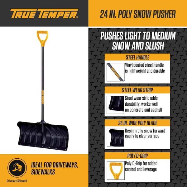 24-In Deluxe Poly Snow Pusher SteelCore With Large D-Grip, 