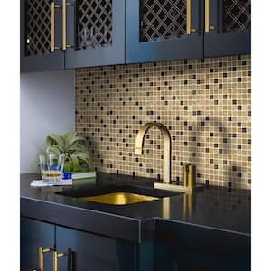 Beige and Brown 11.7 in. x 11.7 in. square Polished Glass and Stone Mosaic Tile (4.75 sq. ft./Case)