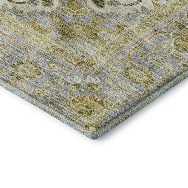Mayfield Premium Machine Washable Abstract AMF2163 Khaki 3 ft. x 5 ft. Area Rug