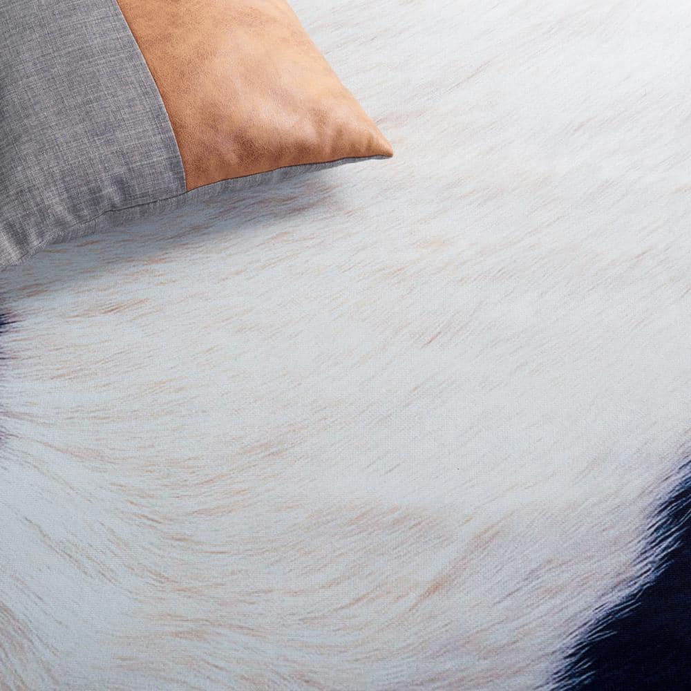 Ivory Synthetic Cowhide Fur 9' x 12' Rectangular Rug
