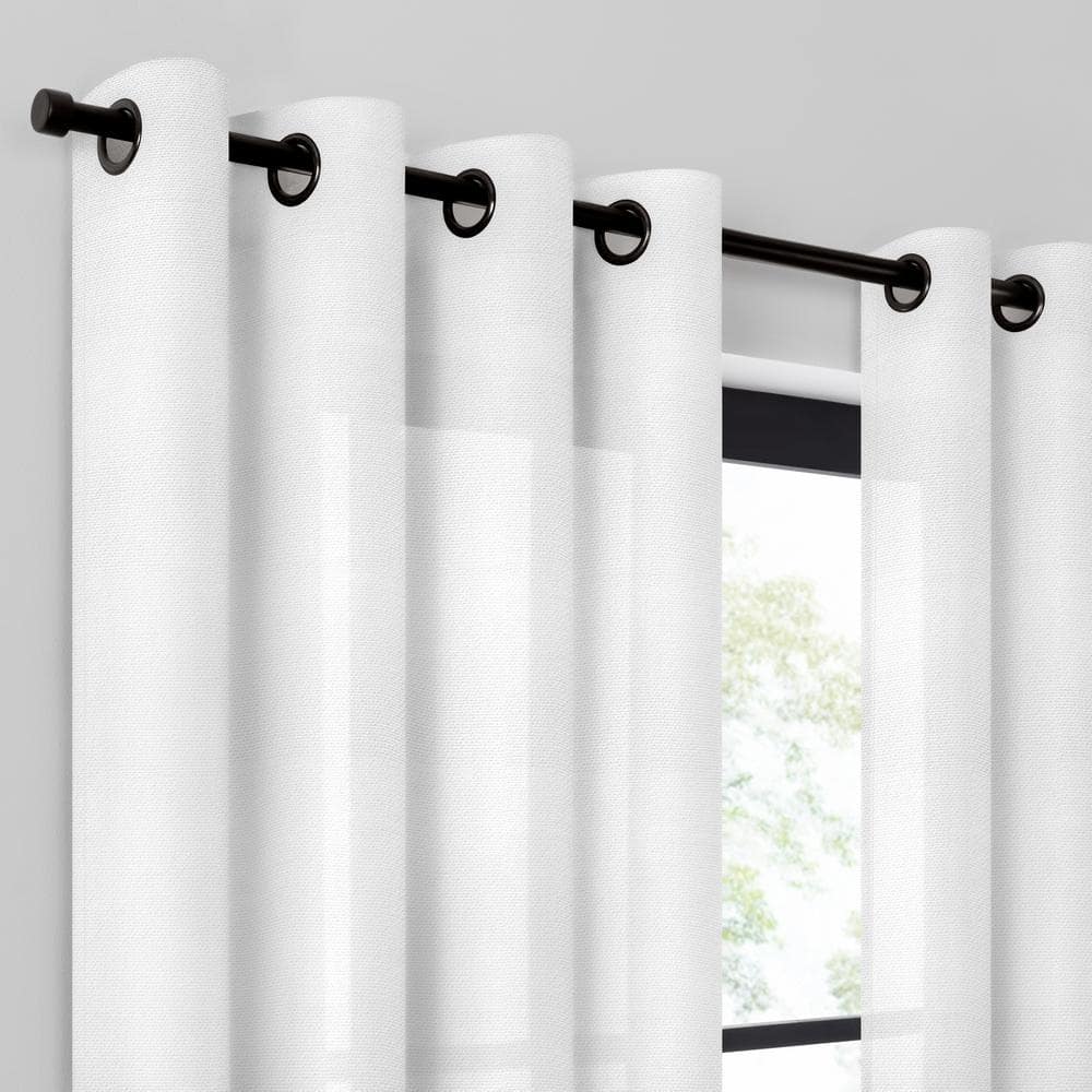 White Sheer Polyester Grommet Window Curtain Panel, 63" x 50"