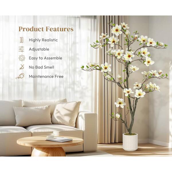 6 ft. Faux Magnolia Plants,Artificial Flower Trees 180 Realisc