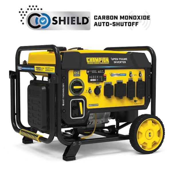7250/5500-Watt Recoil Start Gasoline Powered Open Frame Inverter Generator with CO Shield and Quiet Technology