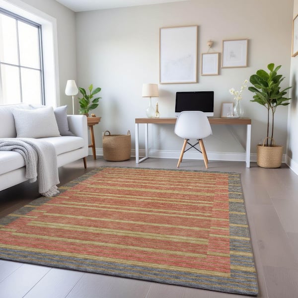 Mayfield Premium Machine Washable Abstract AMF1398 Pewter 8 ft. x 10 ft. Area Rug