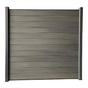 Complete Kit 6 ft. x 6 ft. Wood Grain Castle Gray WPC Composite Fence Panel w/Bottom Squared Holders Post Kits (1 set)