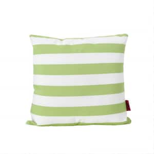 Outdoor Green and White Stripe Water Resistant Throw Pillow (2-Pack)