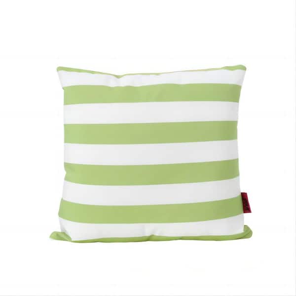 Clihome Outdoor Green and White Stripe Water Resistant Throw Pillow (2-Pack)