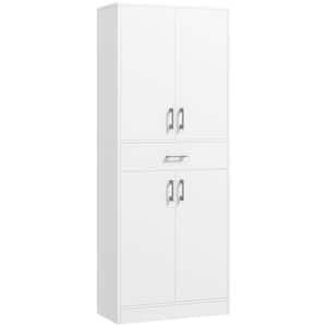 27.75 in. W x 13.5 in. D x 70.75 in. H White Linen Cabinet 2 Double Door Kitchen Pantry with Drawer and Adjustable Shelf