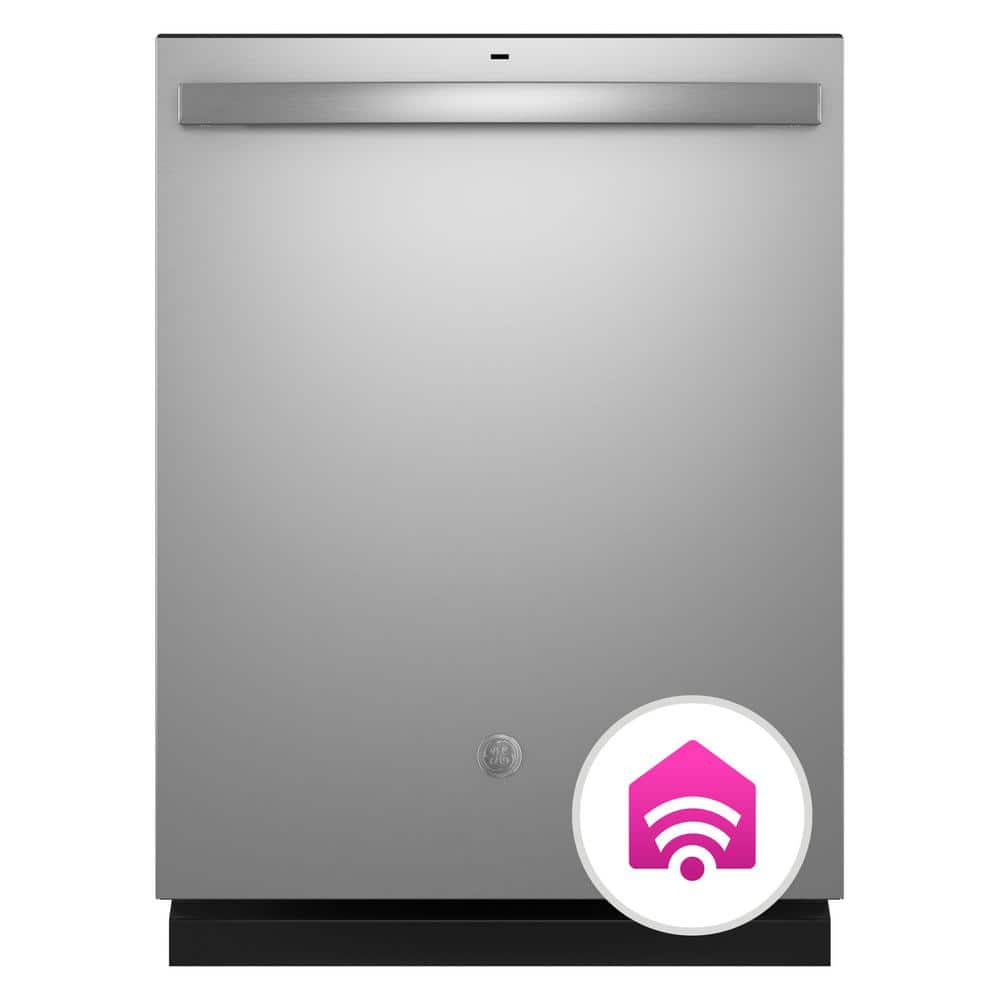 GE 24 in. Smart Built-In Tall Tub Top Control Stainless Steel Dishwasher w/Stainless Interior Door and Plastic Tub, 50 dBA, Silver