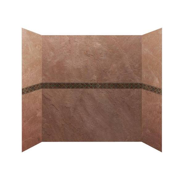 Unbranded 30 in x 60 in. x 64 in. 4 Panel Tub Surround with Design Strips in Rustic-DISCONTINUED