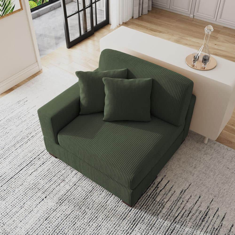Uixe Modern Left Arm Facing Green Corduroy Fabric Sectional Corner