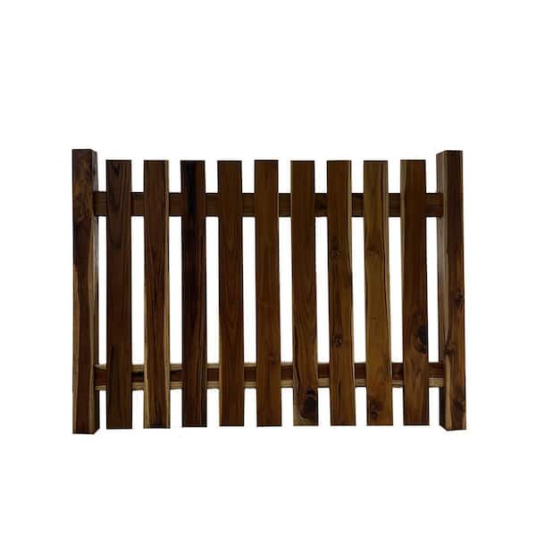 Unbranded Sunrise Teak 7 ft. x 7 ft. Fence Kit (2) 4 in. x 4 in. Posts, 4 in. Flat Pickets Picket Style WoodFence Panel Flat Panel