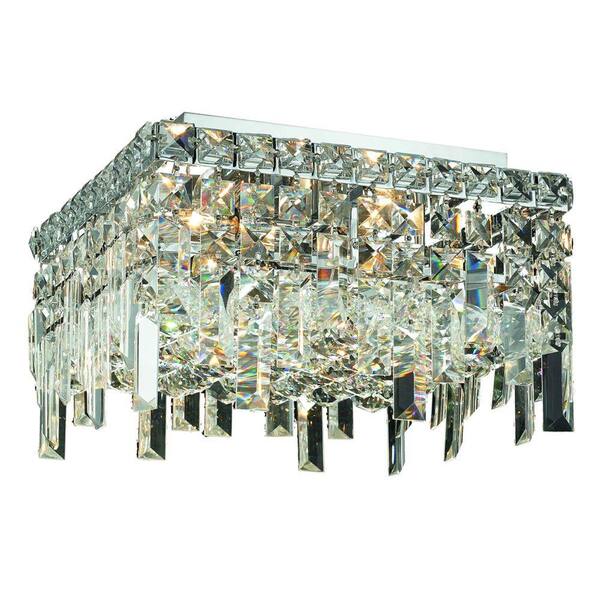 Elegant Lighting 5-Light Chrome Flushmount with Clear Crystal