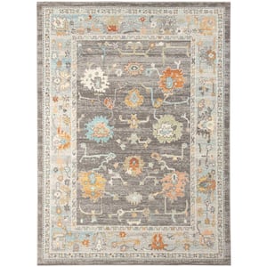 Bohemian 9 ft. X 12 ft. Taupe Border, Floral, Oriental Area Rug
