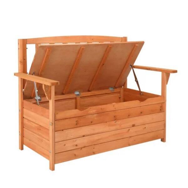 Cubilan 44.1" x 22.8" x 33.1" Cedar Patio Lounge Chair with Back Arms and Storage Box, Orange
