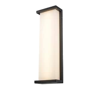 Fairbank 24 in. Black Integrated LED Outdoor Wall Light Fixture with Acrylic Shade