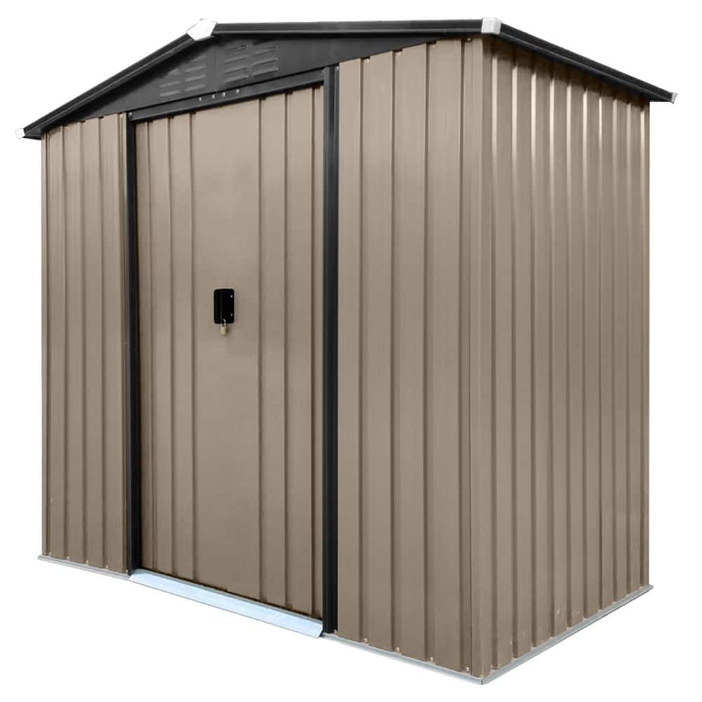 Kadehome 6 ft. W x 4 ft. D Brown Outdoor Metal Storage Shed