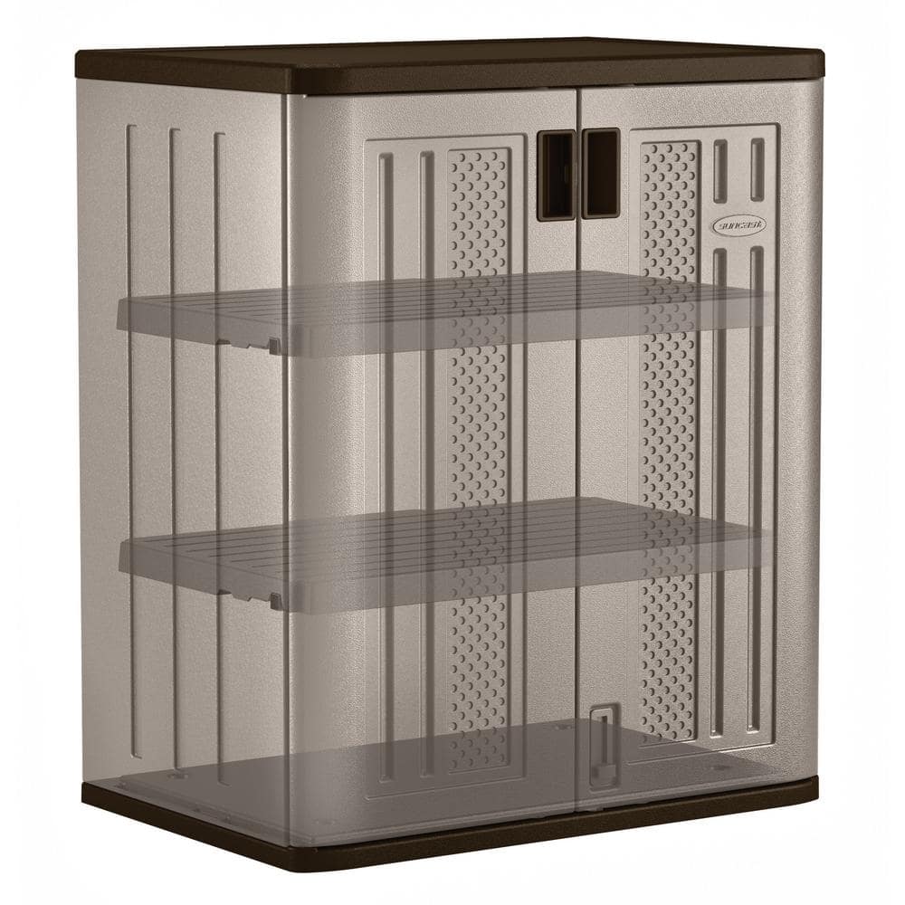 Gray Freestanding Lockable Resin Storage Cabinet with Adjustable Shelving