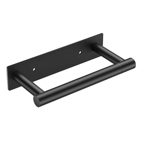 Bathroom Double Post Pivoting Toilet Paper Holder Adhesive or Wall Mounted Options Wall Mounted Black