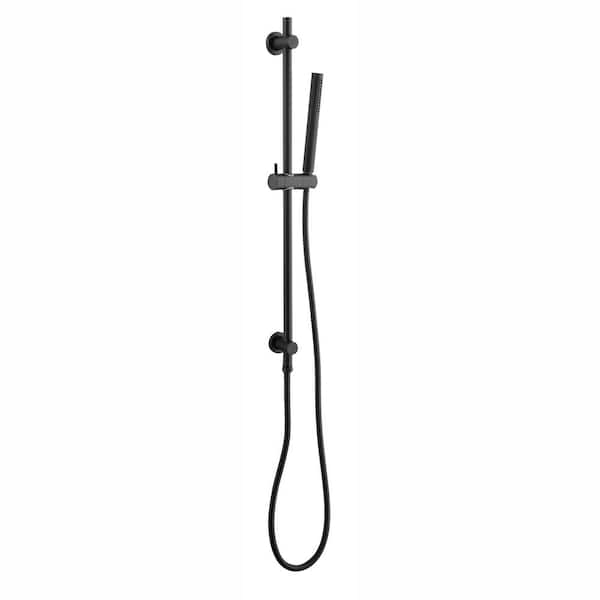 FORCLOVER 1-Spray Patterns with 1.75 GPM 1.5 in. Wall Mount Handheld Shower Head with 28 in. Adjustable Slide Bar in Matte Black