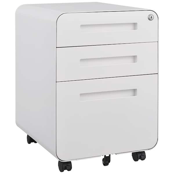Unbranded 3-Drawer White Mobile File Cabinet