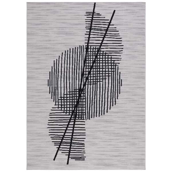 Odyssey 4 ft. x 6 ft. Gray/Black Abstract Geometric Area Rug
