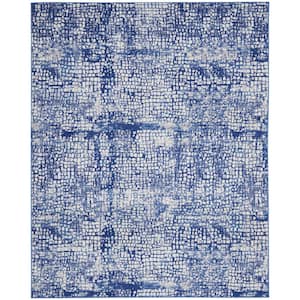 Whimsicle Ivory Navy 8 ft. x 10 ft. Abstract Area Rug