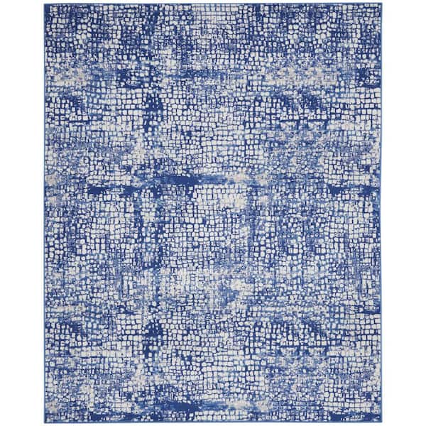 Nourison Whimsicle Ivory Navy 8 ft. x 10 ft. Abstract Area Rug