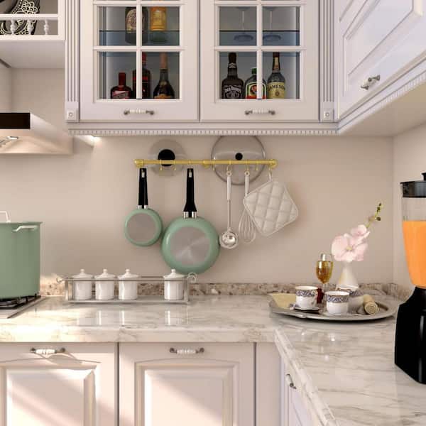 Numhew Brass Wall Mounted Stainless Steel Pot Rack with