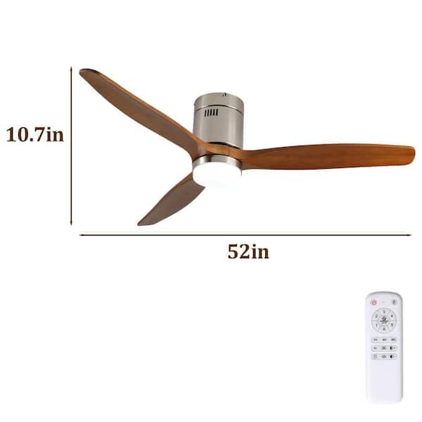 Jushua 52 in. Dark Walnut Nickel Reversible DC Motor Ceiling Fan