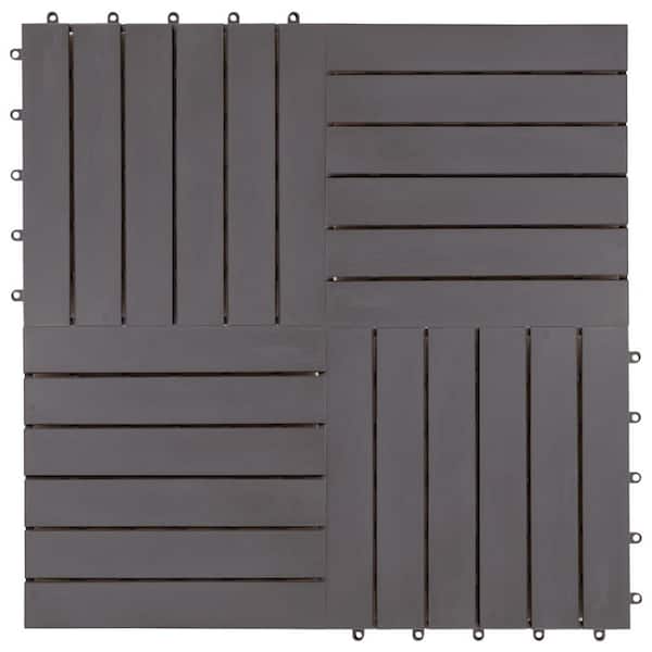 Afoxsos 11.8 in. x 11.8 in. Decking Tiles Solid Acacia Wood in Wash Gray (30-Pieces)