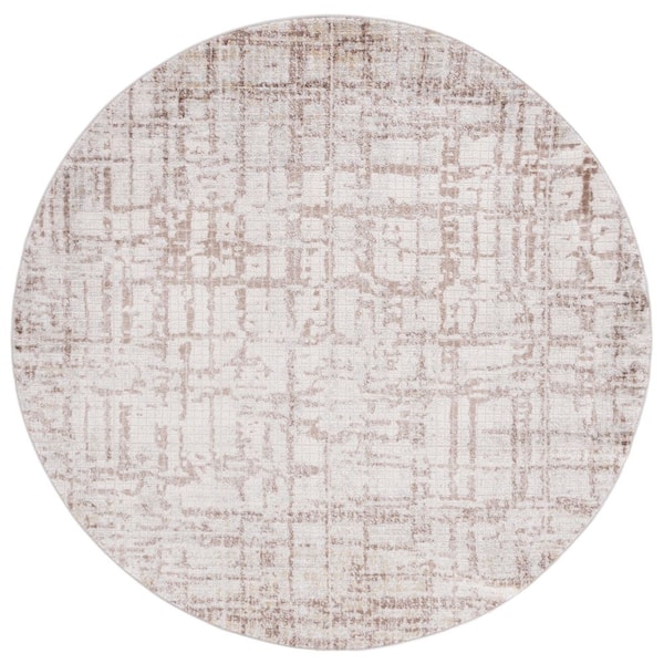 Palma 5 ft. x 5 ft. Beige/Brown Medallion Round Rug