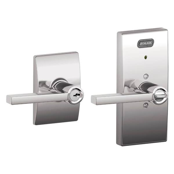 Schlage Century Collection Latitude Bright Chrome Keyed Entry Door Lever with Built-In Alarm