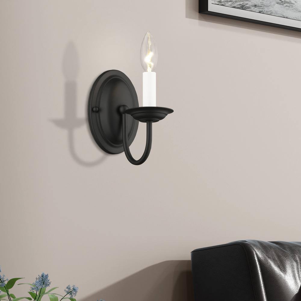 Sleek Black Dimmable Vanity Wall Sconce, Direct Wired, 7" Height