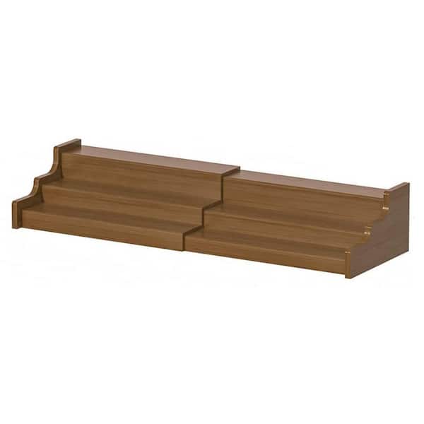 Numhew 3-Tier Brown Bamboo Spice Rack, 12.7 in.-22.2 in. Expandable Display Shelf, Kitchen Cabinet Organizer