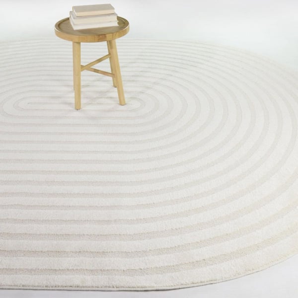 Barnfield Cream 5 ft. x 7 ft. Oval Oval High-Low Area Rug