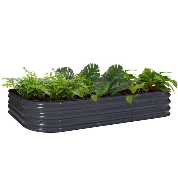 VEIKOUS 8 ft. x 2 ft. x 1 ft. Galvanized Raised Garden Bed 9-in-1 