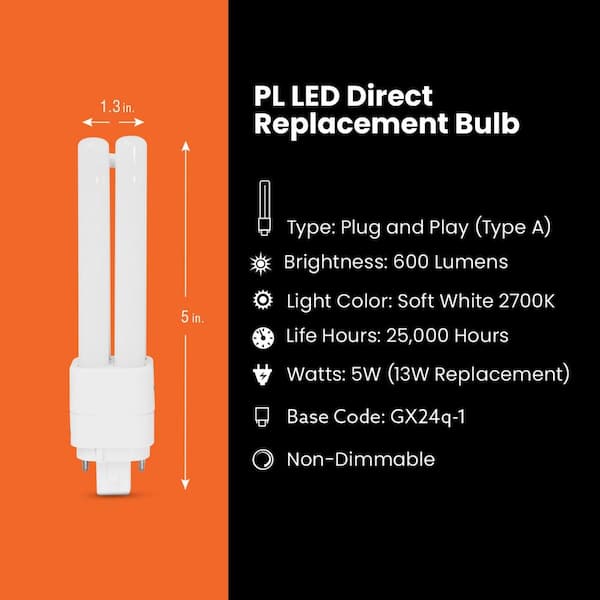 Philips 13-Watt Equivalent CFLNI 4-Pin G24q-1 CFL Light Bulb Soft White (2700K) Philips 13-Watt Equivalent CFLNI 4-Pin G24q-1 CFL Light Bulb Soft White (2700K)