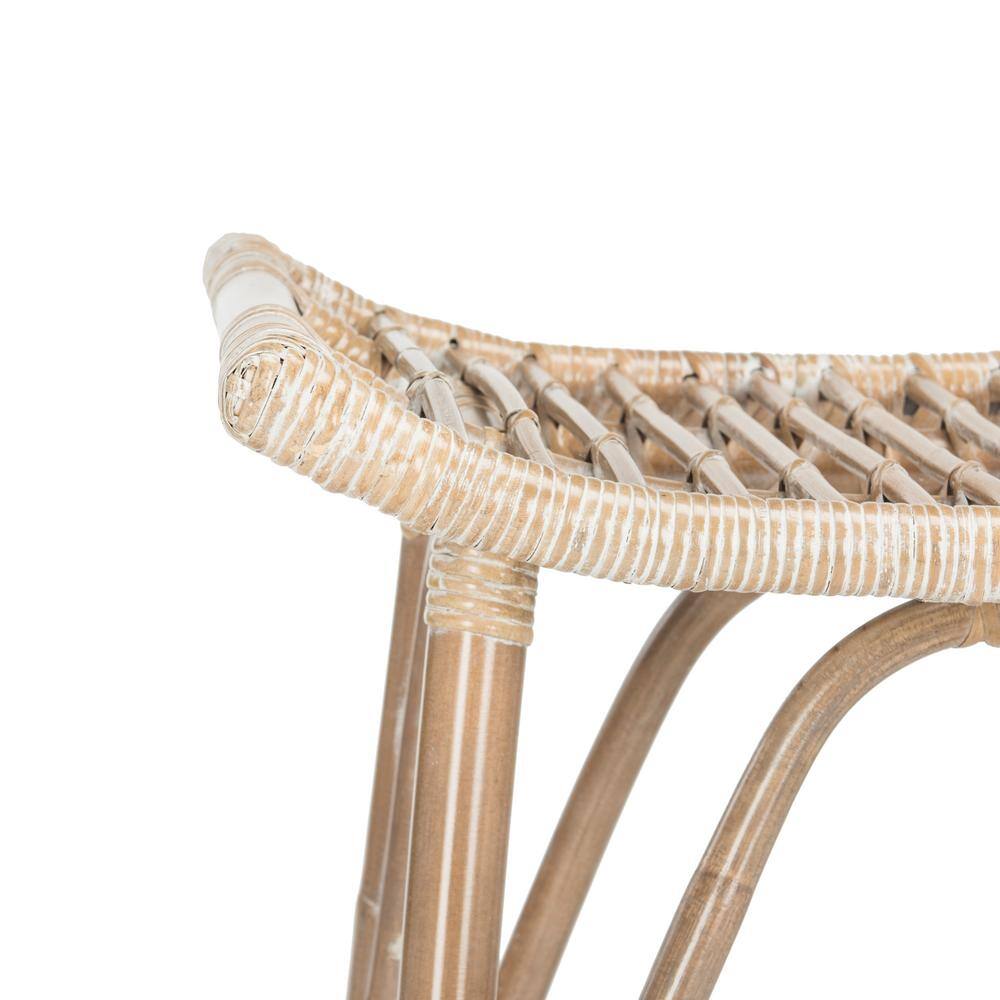 Leda Grey White Wash Rattan Saddle Bar Stool